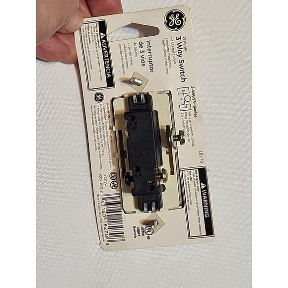 GE 3 Way Switch Light Almond 18270 Pressure Lock Wiring 15A Max 120VAC - Picture 4 of 7